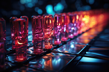 A spectrum of colorful LED lights shifting and blending, creating dynamic and energy-efficient lighting displays. Concept of lighting innovation. Generative Ai.