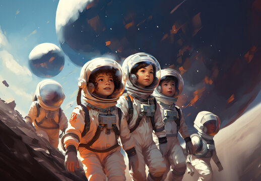 Cartoon astronaut space explorer. sketch art	
