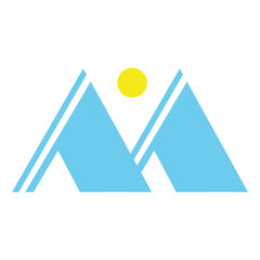 Letter m and hills logo icon