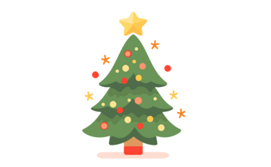 Green Christmas Tree Illustration With Star On Top. Fully Editable All Formats Christmas Illustration. 