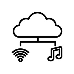 
Music cloud streaming icon, simple online music illustration isolated on white background.