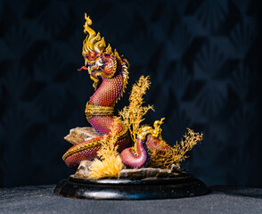 King of naga, naka Thailand dragon or serpent king in the dark