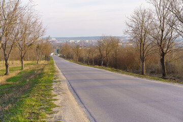 Nice rural road. Background with selective focus and copy space