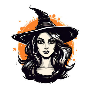 Cartoon Style Halloween Witch Cartoon Witch Pretty Witch Beautiful Witch No Background Perfect for Print on Demand Merchandise