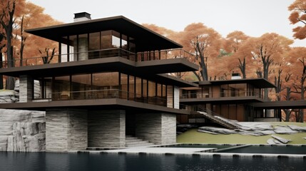 Obraz premium Modern architecture - a blend of nature and luxury.