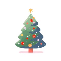 Green Christmas Tree Illustration With Star On Top. Fully Editable All Formats Christmas Illustration. All File Types.