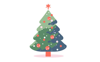Green Christmas Tree Illustration With Star On Top. Fully Editable All Formats Christmas Illustration. All File Types.
