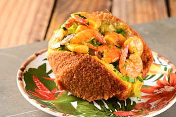 acaraje dumpling made with black-eyed pea dough, shrimp, onion and salt, and fried in palm oil typical Brazilian cuisine baiana cuisine