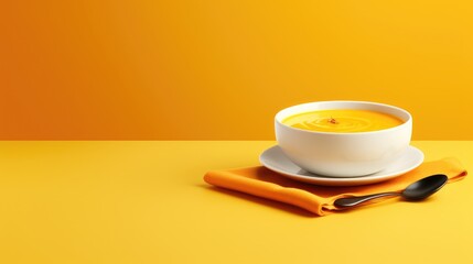 Pumpkin soup in a cup on a clean background. minimalism. vegetarian orange cream soup. dietary winter dish.