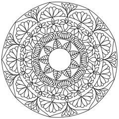 Mandala drawing on a white background, Ethnic mandala outline hand drawn, Decorative monochrome ethnic mandala pattern Islam, Arabic, Indian, morocca.