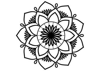 Mandala drawing on a white background, Ethnic mandala outline hand drawn, Decorative monochrome ethnic mandala pattern Islam, Arabic, Indian, morocca.