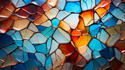 Mosaic of broken glass forming a colorful and abstract. Generative AI