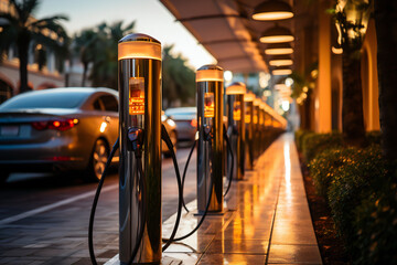Charging point for electric cars - obrazy, fototapety, plakaty