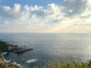 PHOTOGRAPH OF A BEAUTIFUL SUNSET IN THE PORT OF ACAPULCO GUERRERO MEXICO