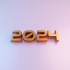 Modern Gold 2024 3D text with spot light AI Generative