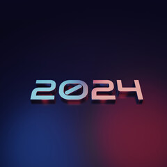 Modern 2024 3D text with spot light AI Generative