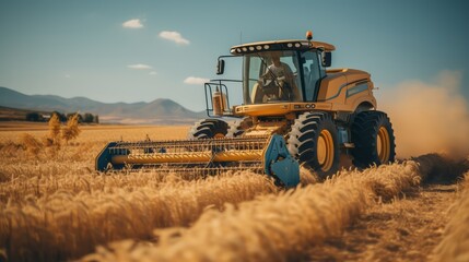 Obraz premium combine harvester working on a field
