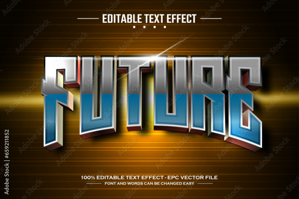 Poster future 3d editable text effect template