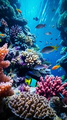 Fototapeta na wymiar A vibrant coral reef teeming with a diverse array of colorful fish