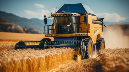 Obraz premium combine harvester working on a field