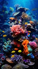 Fototapeta na wymiar A vibrant underwater world in a spacious aquarium