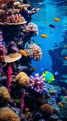 Fototapeta na wymiar A vibrant underwater world in a large aquarium