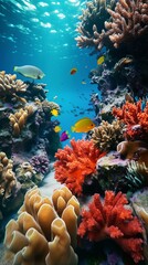 Naklejka na ściany i meble A vibrant coral reef teeming with colorful fish