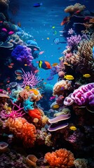 Obraz na płótnie Canvas A vibrant underwater world in a large aquarium