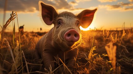 Silhouette of a pig in the wild capturing a natural. Generative AI