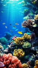 Fototapeta na wymiar A vibrant coral reef teeming with diverse fish species
