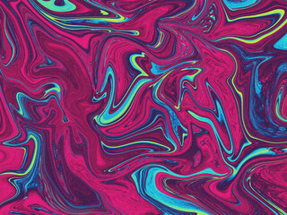 Fluid and colorful marble background template with grainy texture. Liquid abstract color gradient. Dynamic contemporary art for poster, banner, magazine, presentation, or cover.