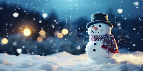 CHRISTMAS SNOWY WINTER SNOWMAN SNOWFLAKES FALLING BACKGROUND CINEMATIC