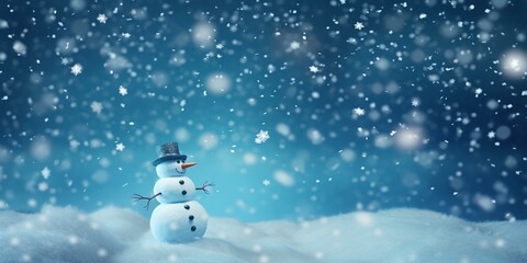 CHRISTMAS SNOWY WINTER SNOWMAN SNOWFLAKES FALLING BACKGROUND CINEMATIC