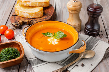 pumpkin soup in a bowl
