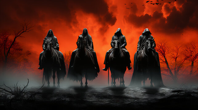 The four - 4 -  horsemen of the apocalypse - Armageddon - end of the world - prophecy - revelations. - bible - the last days - Israel - war - famine 