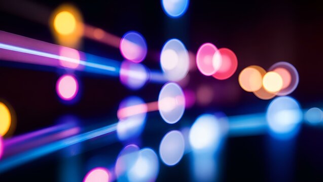 Blurred outoffocus blurred car lights in motion abstract bokeh background of modern city lights