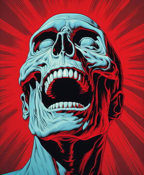 zombie man with an open mouth expression illustration
