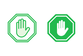 Stop icon set. stop road sign. hand stop icon vector