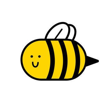 cute bee cartoon style icon vector illustration