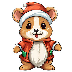 Cute Hamster Christmas Clipart Illustration