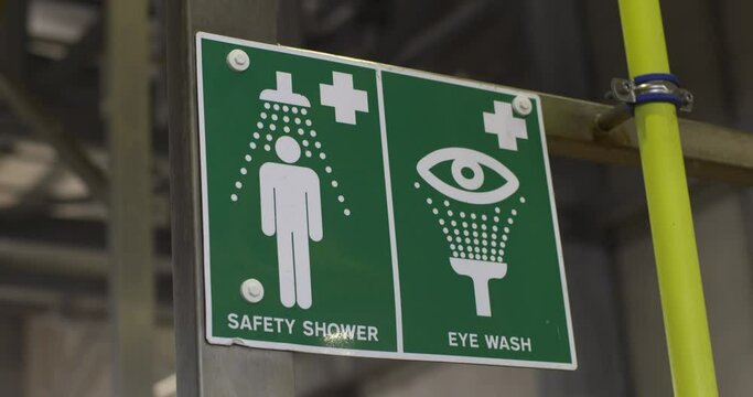 Work Safety information hazard sign eye wash shower chemical spill