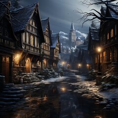 Christmas village of lights wallpapers