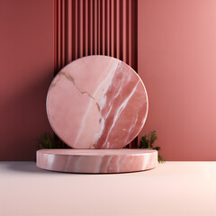 3D background products a geometric platform made of natural marble stone. mockup
