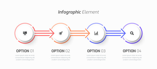 Vector Infographic Business with Thin Line, Circle Label, Icon and 4 Option for Presentation