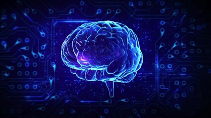 

Futuristic Technology Animation Travel Inside a Beautiful Blue Female Eye Blinking. Black Pupil Opening. Journey Inside Eye to a Bright Rotating  Brain with Circuit Board Network Background. - Powered by Adobe