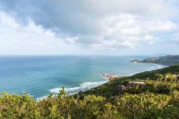 Naklejka premium Aerial view of Galheta and Mole beaches, Florianópolis, Santa Catarina state.