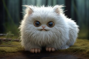 Fototapeta premium Lovable Fuzzy cute beasty. Monster character. Generate Ai