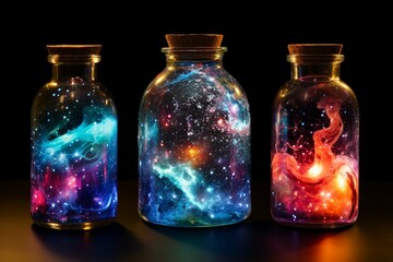 Obraz na płótnie Canvas Mysterious Galaxy bottle dust. Galaxy space. Generate Ai