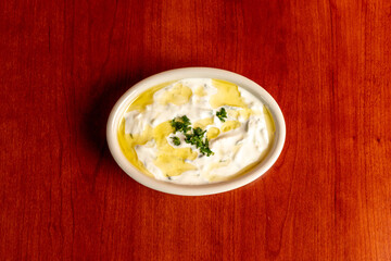 Cucumber yogurt with olive oil