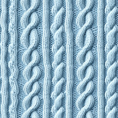 Cable knit seamless pattern sweater, repeating background. Blue color